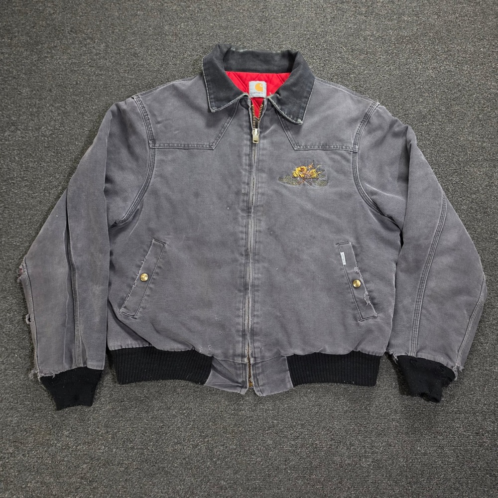 Vintage Carhartt Santa Fe Jacket Mens XL J13 Black faded Red Lined Workwear
